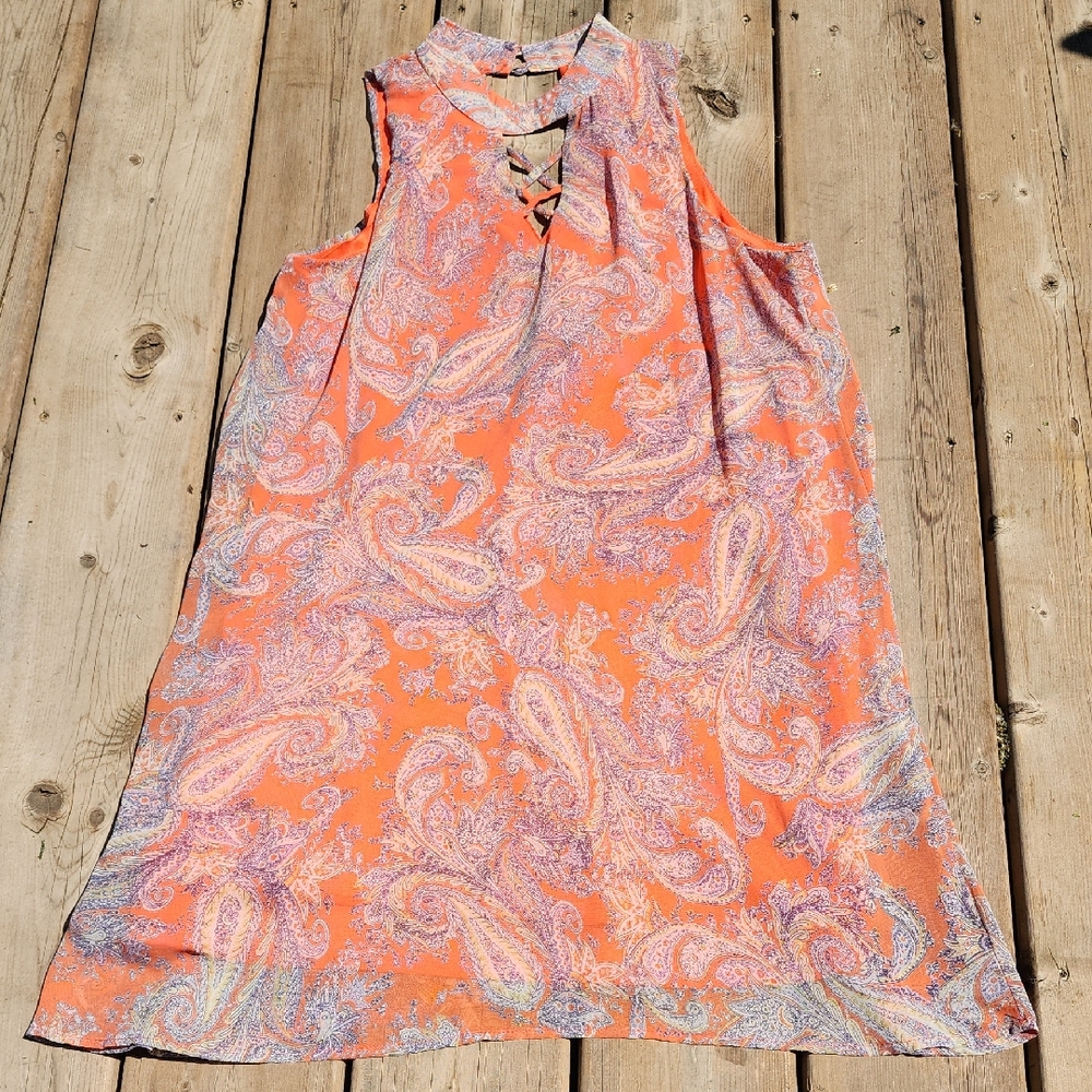 (S) Peach Love California Ecclectic Hippie Bohemian Paisley Colorful Mini Flowy